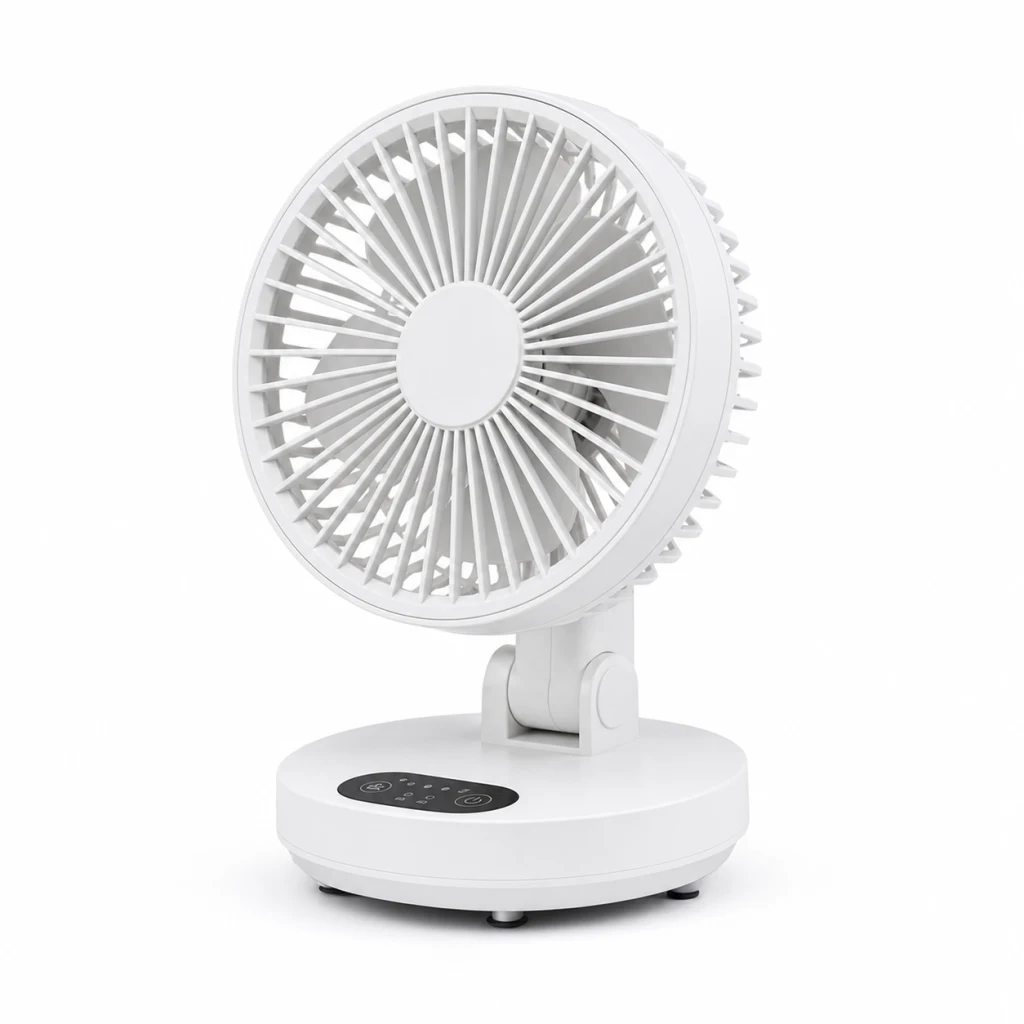 Mini ventilatore bianco ricaricabile da tavolo